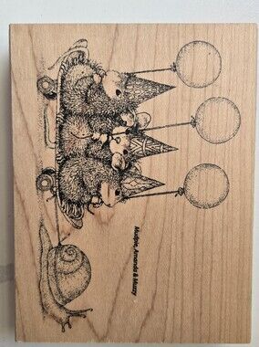 Stampendous House Mouse "Slow Riders" wooden rubber stamp